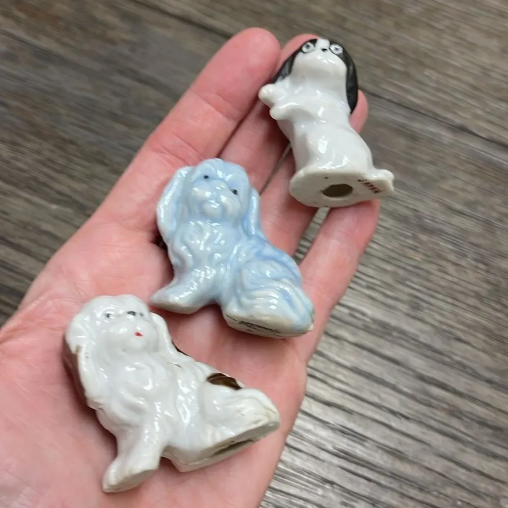 3 Vintage Pekinese Ceramic Figurines, Made in Japan